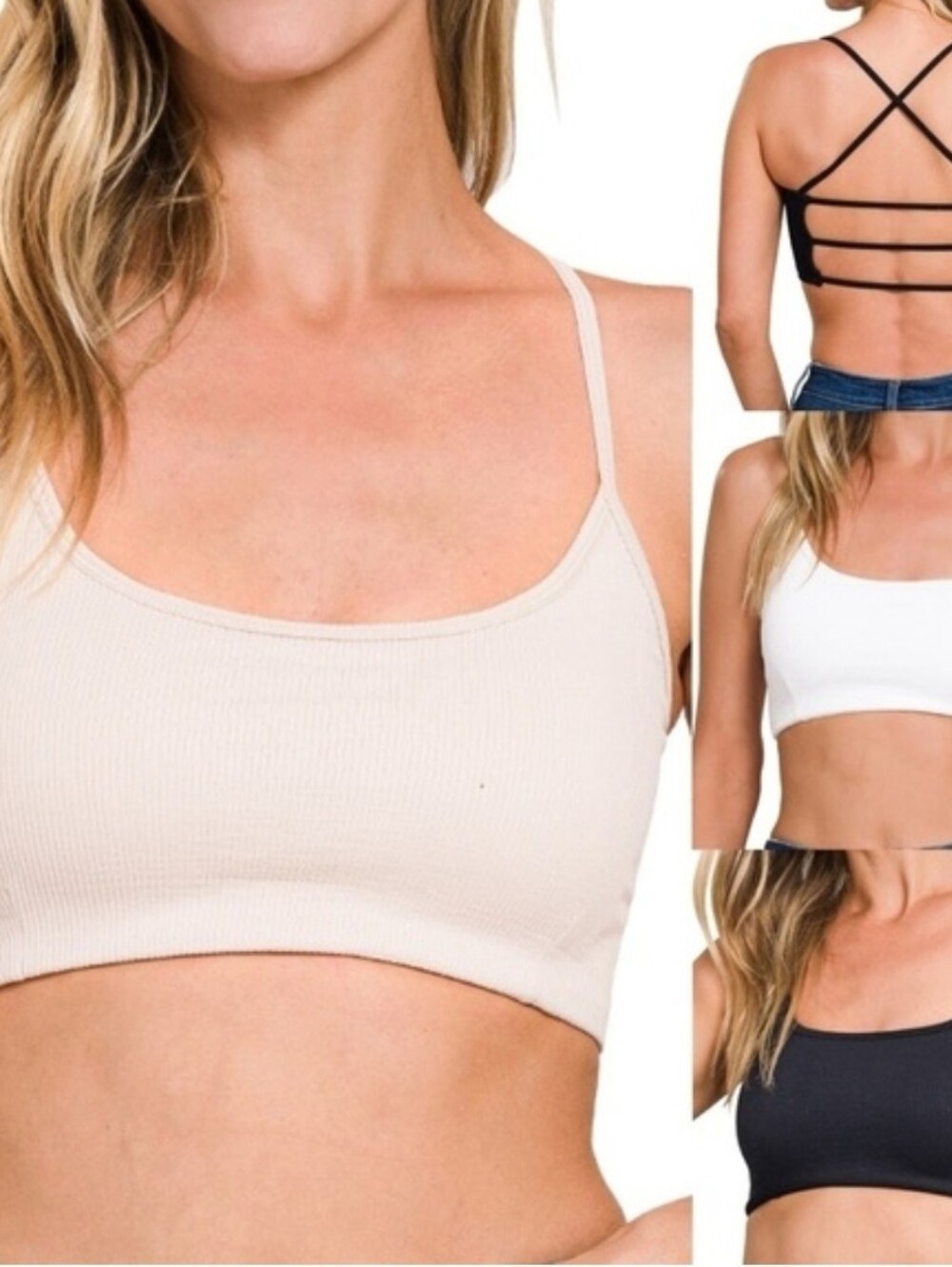 Zenana Strappy Bralette | Sand Beige S/M